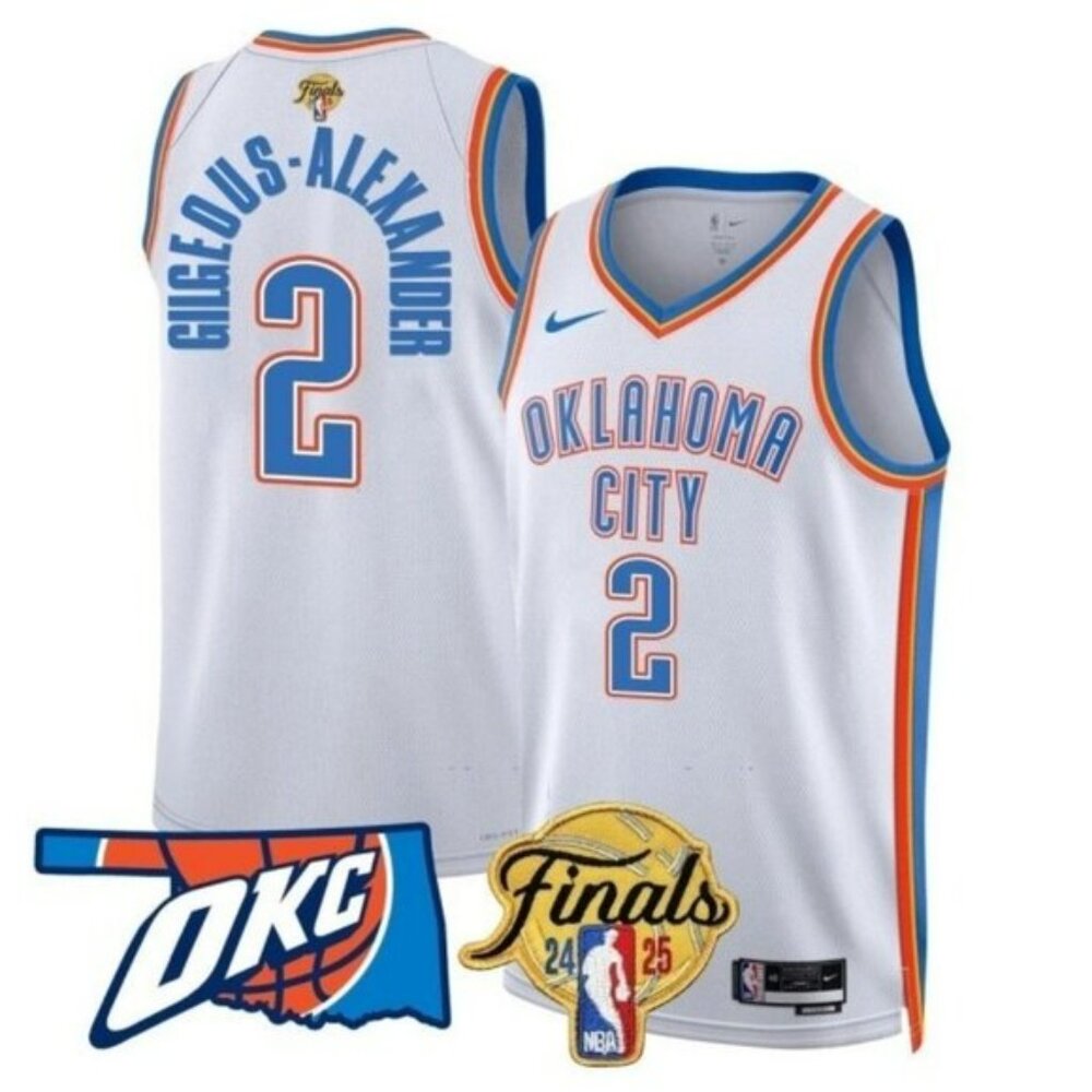 Mens Youths Kids Shai Gilgeous-Alexander Jersey Stitched 2025 Finals White